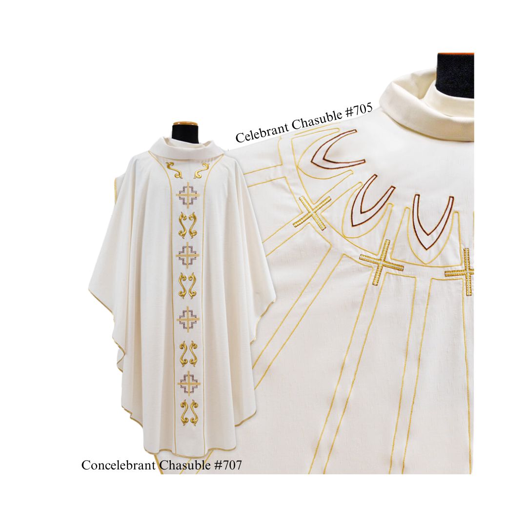 Chasuble | Concelebration Set | Pure Wool | Made in Italy | 705 & 707