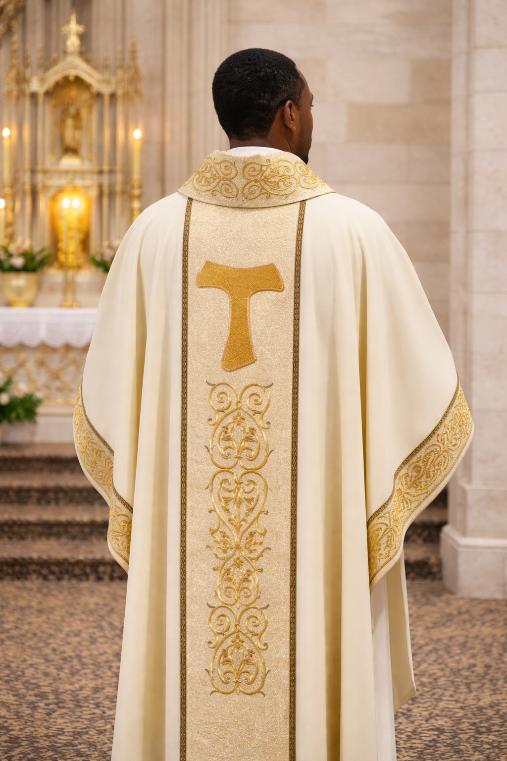 Jubilee of St. Francis of Assisi chasuble with baroque embroidery.