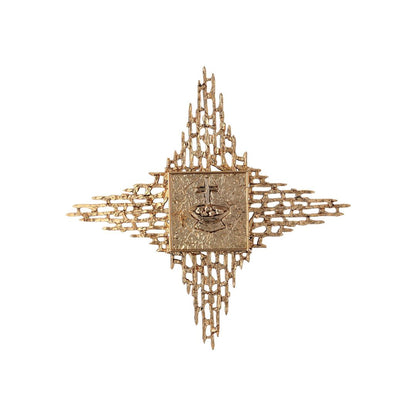 Wall Tabernacle with Cross and Loaves moftif. 24K-Gold & Silver plated. Single door. Made by Napoletana Arte Sacra Italy