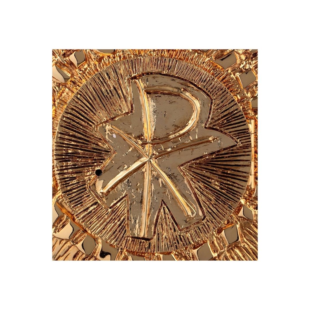 Wall Tabernacle with Chi Rho 24K-Gold & Silver plated. Single door. Made by Napoletana Arte Sacra 