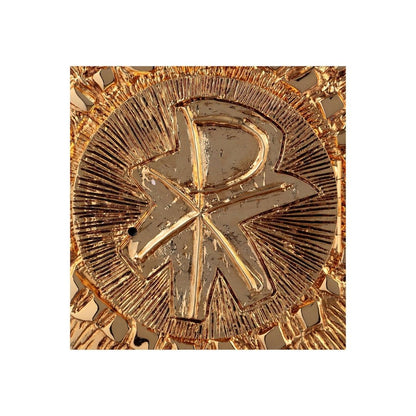 Wall Tabernacle with Chi Rho 24K-Gold & Silver plated. Single door. Made by Napoletana Arte Sacra 
