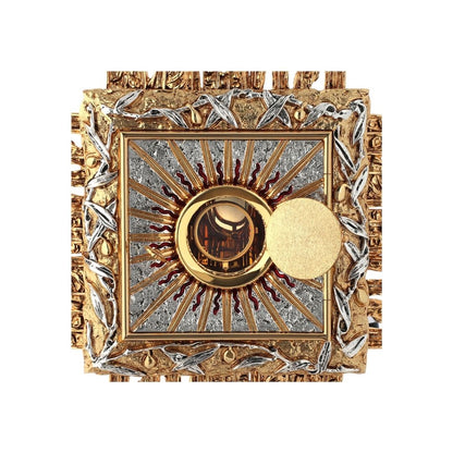 Wall Tabernacle with  IHS 24K-Gold & Silver plated. Single door. Made by Napoletana Arte Sacra 