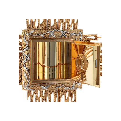 Wall Tabernacle with  IHS 24K-Gold & Silver plated. Single door. Made by Napoletana Arte Sacra 