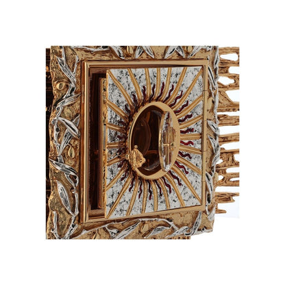 Wall Tabernacle with  IHS 24K-Gold & Silver plated. Single door. Made by Napoletana Arte Sacra 