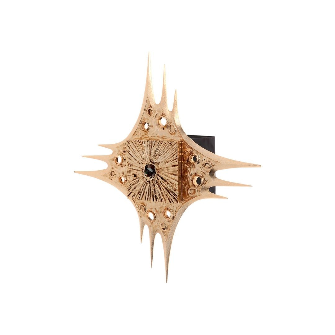 Wall Tabernacle with Earth Stones 24K-Gold & Silver plated. Single door. Made by Napoletana Arte Sacra 