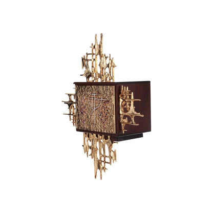 Wall Tabernacle with  Chi Rho and Grapes Gold & Silver plated. Single door. Made by Napoletana Arte Sacra Italy