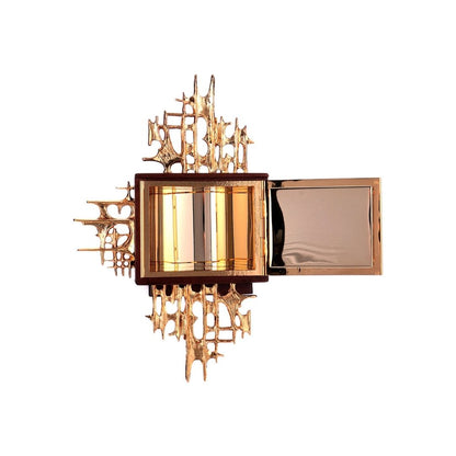 Wall Tabernacle with  Chi Rho and Grapes Gold & Silver plated. Single door. Made by Napoletana Arte Sacra Italy