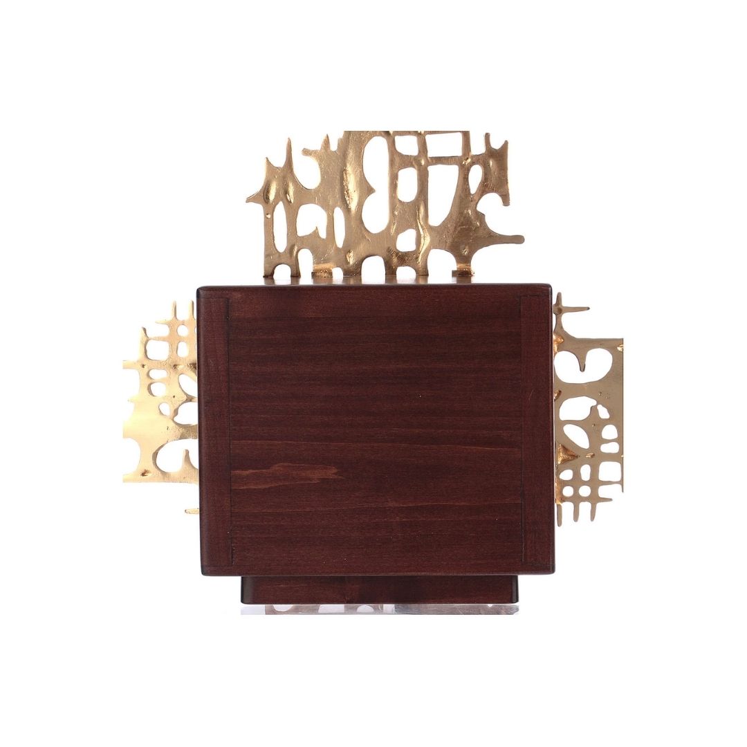 Wall Tabernacle with  Chi Rho and Grapes Gold & Silver plated. Single door. Made by Napoletana Arte Sacra Italy