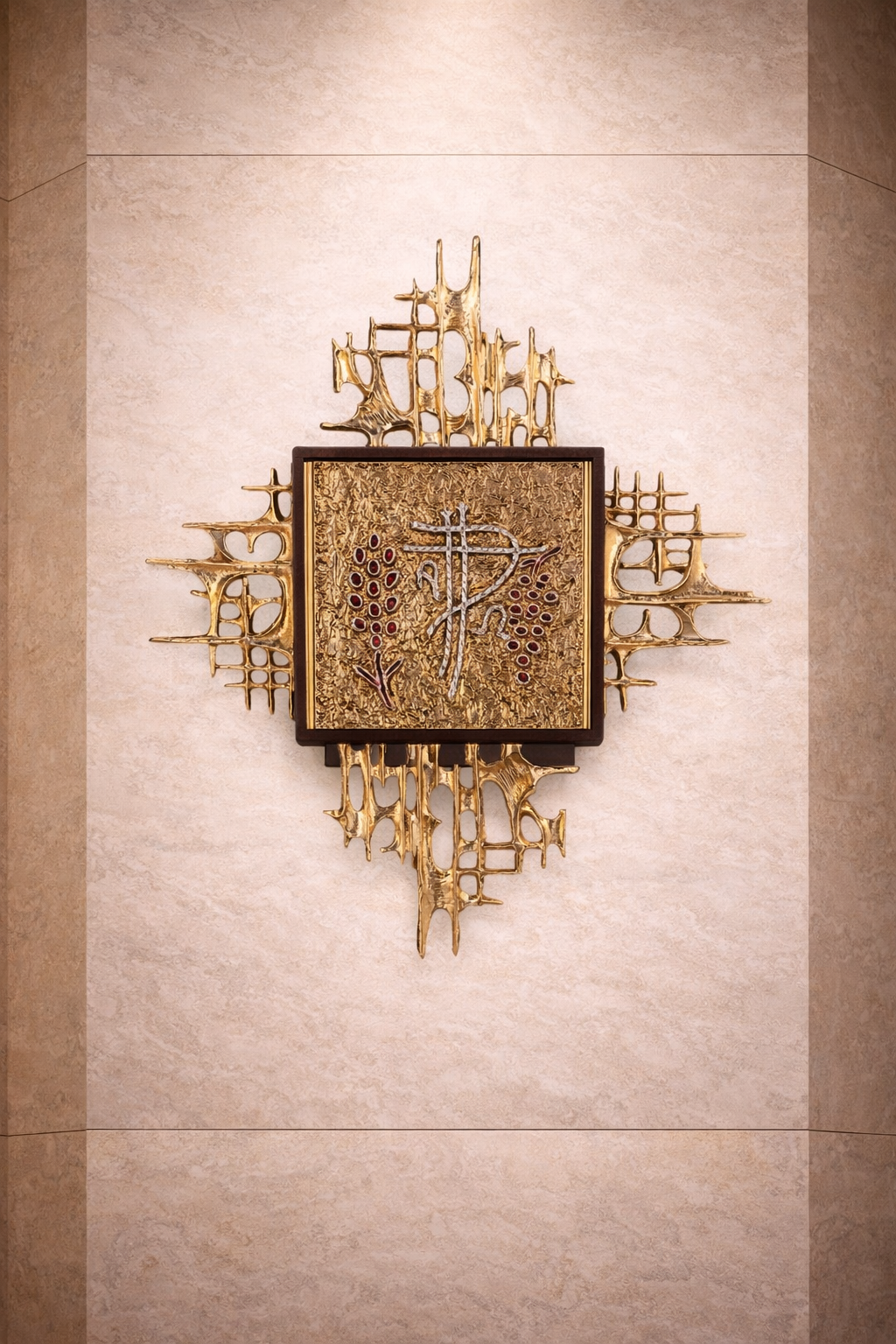 Chi Rho and Grapes Wall Tabernacle Made in Italy