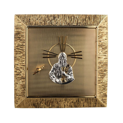 Wall Tabernacle with  image of Jesus in 24k Gold Plated. Single door. Made by Napoletana Arte Sacra Italy