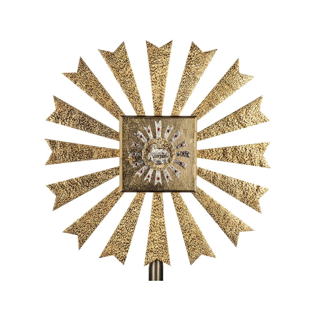 Wall Tabernacle with  image of  Lamb of God in 24k Gold Plated. Single door with adoration window. Made by Napoletana Arte Sacra Italy