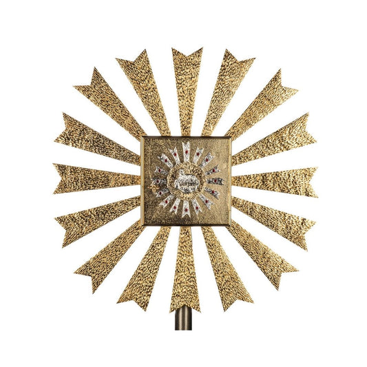 Wall Tabernacle with  image of  Lamb of God in 24k Gold Plated. Single door with adoration window. Made by Napoletana Arte Sacra Italy