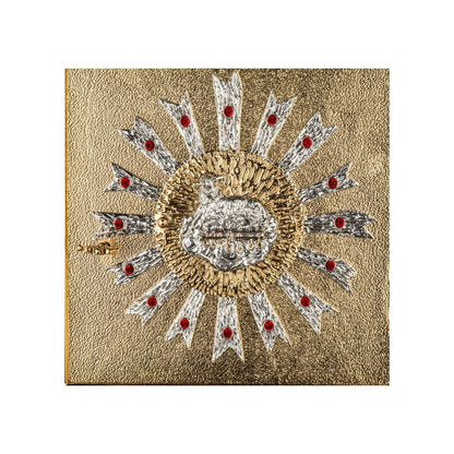 Wall Tabernacle with  image of  Lamb of God in 24k Gold Plated. Single door with adoration window. Made by Napoletana Arte Sacra Italy