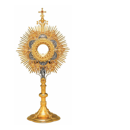 Traditional Monstrance Holy Spirit, Lamb of God, and Four Evangelists Made in Poland 431