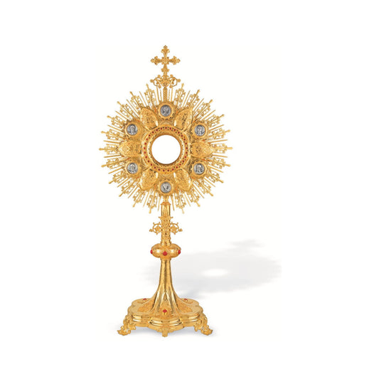 Traditional Monstrance 24-Karat Gold Plated Style 443 . Made in Poland and sold by The Clergy Store