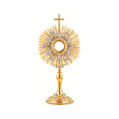 Traditional Monstrance 24-Karat Gold Plated Style 411 . Made in Poland and sold by The Clergy Store