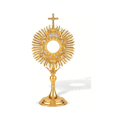 Traditional Monstrance Made in Poland Brass Gold Plated Style 458. Made in Poland and sold by The Clergy Store