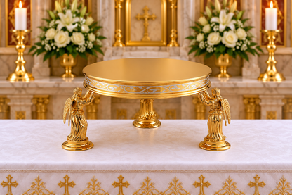Thabor for monstrance brass gold plated with Angels. Sold by The Clergy Store