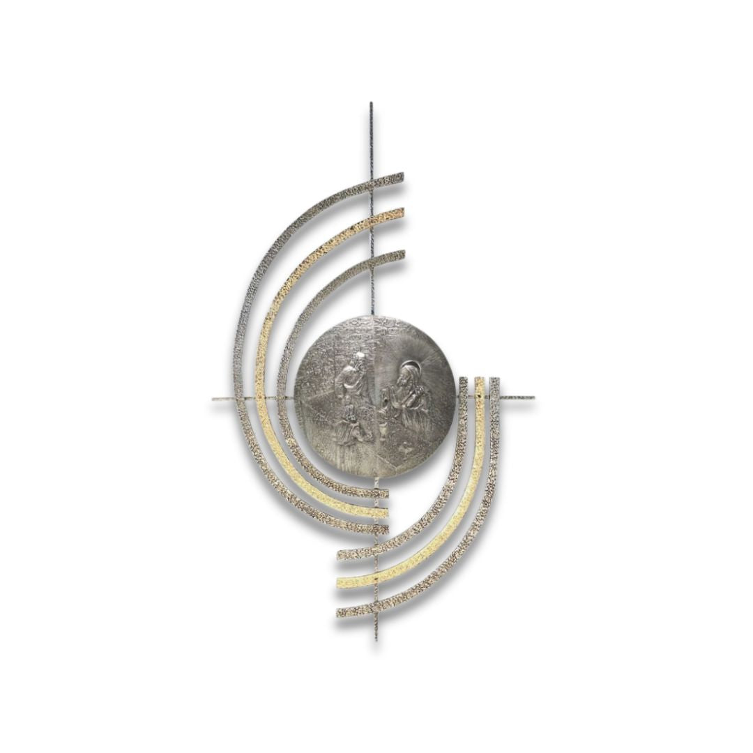 Bronze wall tabernacle Last Supper with a silver two tone finish . Made in Italy and sold by The Clergy Store