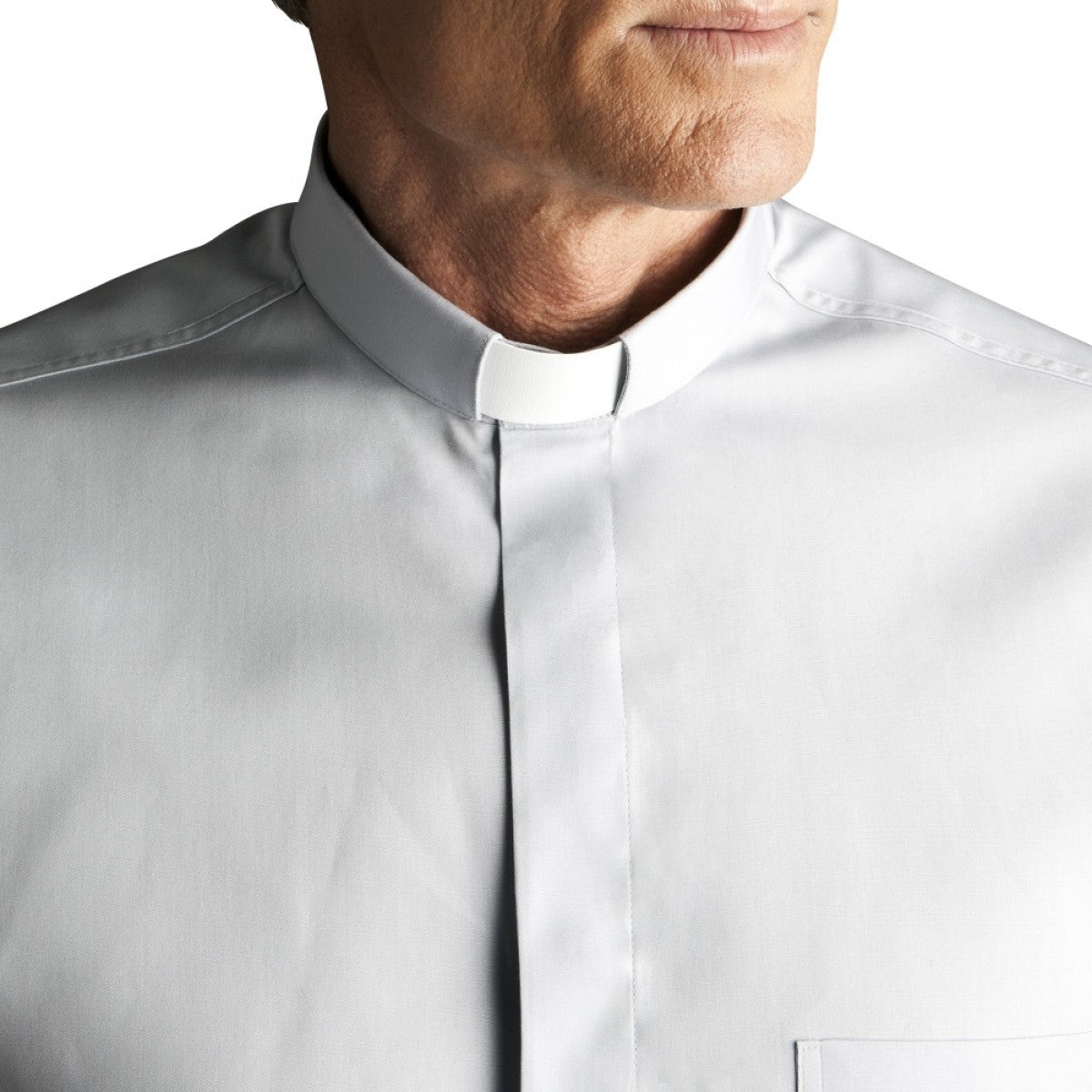 Clerical shirts made with a cotton blend material.  Available in short or long sleeve. Brand name Desta. Made in Italy and sold by The Clergy Store