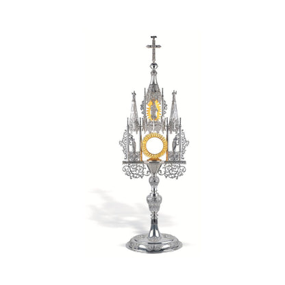 Gothic Monstrance with figures of the Mother of God, St. Anne, 
St. Joachim, St. Adalbert, and St. Stanislaus, 37¾” Ht.; glass luna: 2¾”