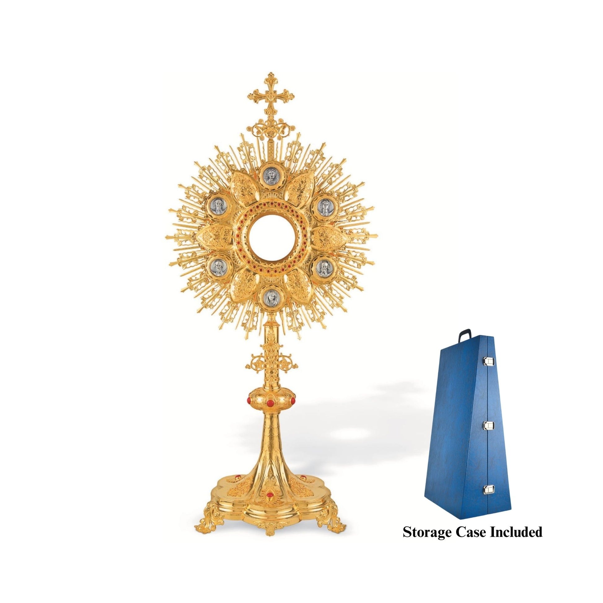 Traditional Monstrance 24-Karat Gold Plated Style 443 . Made in Poland and sold by The Clergy Store
