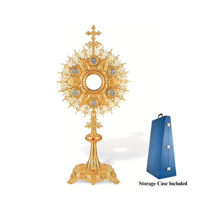 Traditional Monstrance 24-Karat Gold Plated Style 443 . Made in Poland and sold by The Clergy Store