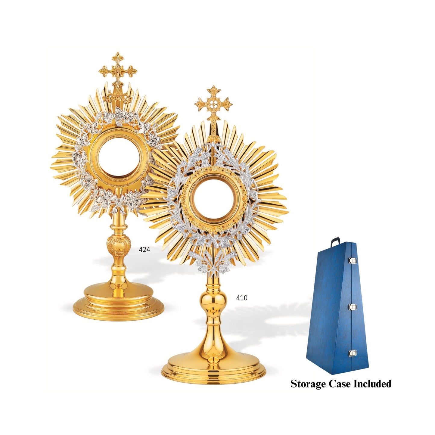 Traditional Monstrances Gold Plated. Made in Poland and sold by The Clergy Store